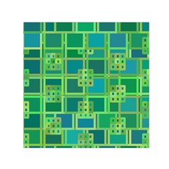 Green Abstract Geometric Small Satin Scarf (Square)