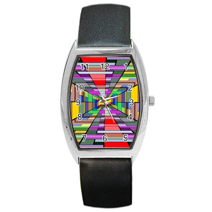 Art Vanishing Point Vortex 3d Barrel Style Metal Watch