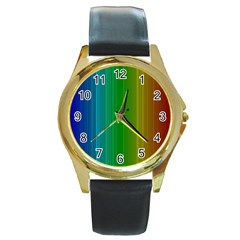 Spectrum Colours Colors Rainbow Round Gold Metal Watch