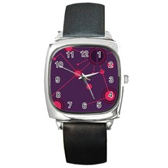 Abstract Lines Radiate Planets Web Square Metal Watch by Nexatart