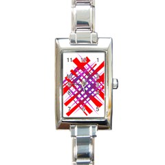 Chaos Bright Gradient Red Blue Rectangle Italian Charm Watch by Nexatart