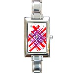 Chaos Bright Gradient Red Blue Rectangle Italian Charm Watch Front