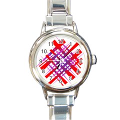 Chaos Bright Gradient Red Blue Round Italian Charm Watch by Nexatart