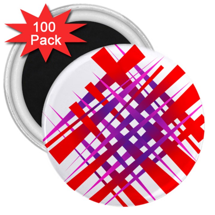 Chaos Bright Gradient Red Blue 3  Magnets (100 pack)