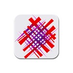 Chaos Bright Gradient Red Blue Rubber Square Coaster (4 pack)  Front