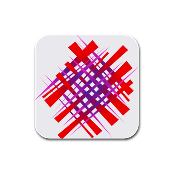 Chaos Bright Gradient Red Blue Rubber Square Coaster (4 pack) 