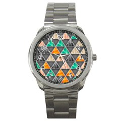 Abstract Geometric Triangle Shape Sport Metal Watch by Nexatart