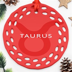 Zodizc Taurus Red Ornament (round Filigree) by Mariart