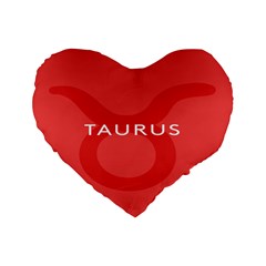 Zodizc Taurus Red Standard 16  Premium Flano Heart Shape Cushions by Mariart