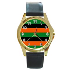 Color Green Orange Black Round Gold Metal Watch by Mariart