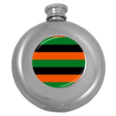 Color Green Orange Black Round Hip Flask (5 Oz)