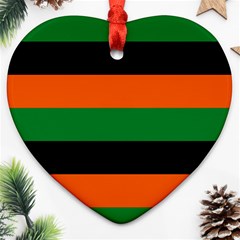 Color Green Orange Black Heart Ornament (two Sides) by Mariart