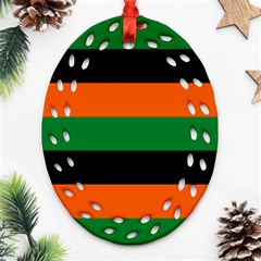 Color Green Orange Black Ornament (oval Filigree) by Mariart