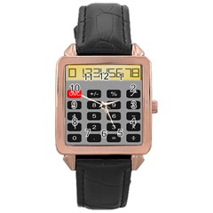 Calculator Rose Gold Leather Watch  by Mariart