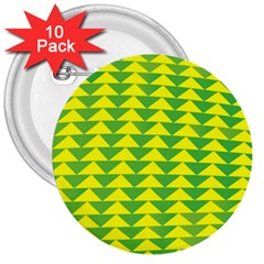 Arrow Triangle Green Yellow 3  Buttons (10 Pack)  by Mariart