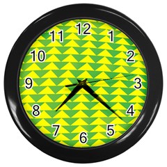 Arrow Triangle Green Yellow Wall Clocks (black)