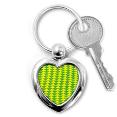 Arrow Triangle Green Yellow Key Chains (heart)  by Mariart