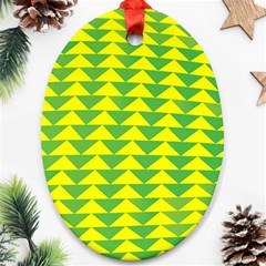 Arrow Triangle Green Yellow Oval Ornament (two Sides) by Mariart