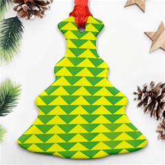 Arrow Triangle Green Yellow Ornament (christmas Tree)  by Mariart