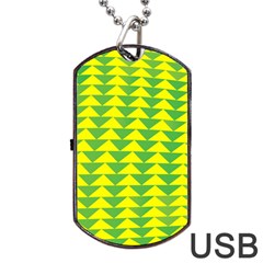 Arrow Triangle Green Yellow Dog Tag Usb Flash (one Side) by Mariart