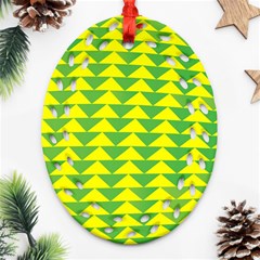 Arrow Triangle Green Yellow Oval Filigree Ornament (two Sides)