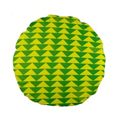 Arrow Triangle Green Yellow Standard 15  Premium Round Cushions by Mariart