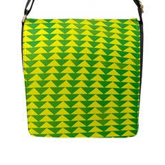 Arrow Triangle Green Yellow Flap Messenger Bag (l)  by Mariart