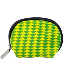 Arrow Triangle Green Yellow Accessory Pouches (small)  by Mariart