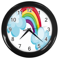 Could Rainbow Red Yellow Green Blue Purple Wall Clocks (black)