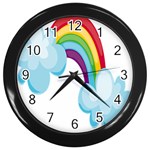 Could Rainbow Red Yellow Green Blue Purple Wall Clocks (Black) Front