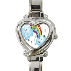 Could Rainbow Red Yellow Green Blue Purple Heart Italian Charm Watch by Mariart