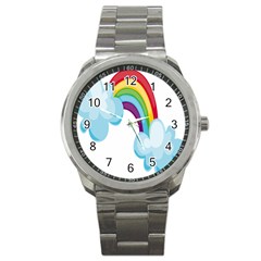 Could Rainbow Red Yellow Green Blue Purple Sport Metal Watch by Mariart