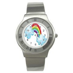 Could Rainbow Red Yellow Green Blue Purple Stainless Steel Watch by Mariart