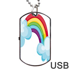 Could Rainbow Red Yellow Green Blue Purple Dog Tag Usb Flash (one Side) by Mariart