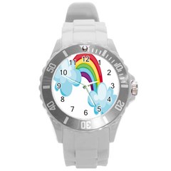 Could Rainbow Red Yellow Green Blue Purple Round Plastic Sport Watch (l) by Mariart