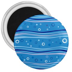 Blue Circle Line Waves 3  Magnets by Mariart