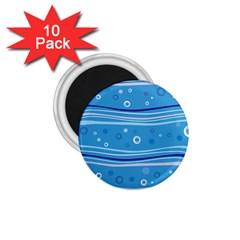 Blue Circle Line Waves 1 75  Magnets (10 Pack)  by Mariart