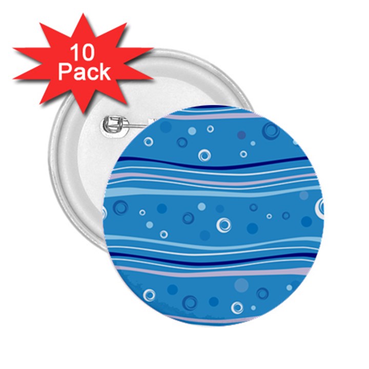 Blue Circle Line Waves 2.25  Buttons (10 pack) 