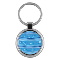 Blue Circle Line Waves Key Chains (round)  by Mariart