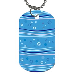 Blue Circle Line Waves Dog Tag (one Side) by Mariart