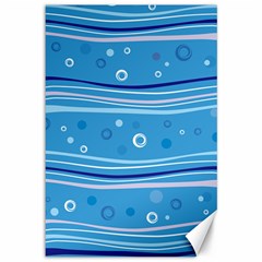 Blue Circle Line Waves Canvas 12  X 18   by Mariart