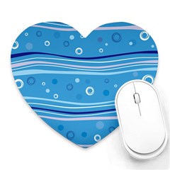 Blue Circle Line Waves Heart Mousepads by Mariart