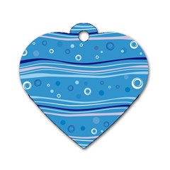 Blue Circle Line Waves Dog Tag Heart (two Sides) by Mariart