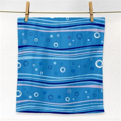 Blue Circle Line Waves Face Towel by Mariart