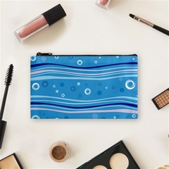 Blue Circle Line Waves Cosmetic Bag (small)  by Mariart