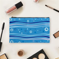 Blue Circle Line Waves Cosmetic Bag (medium)  by Mariart