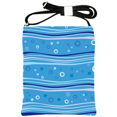 Blue Circle Line Waves Shoulder Sling Bags by Mariart