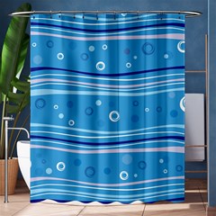 Blue Circle Line Waves Shower Curtain 60  X 72  (medium)  by Mariart