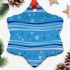 Blue Circle Line Waves Ornament (snowflake)