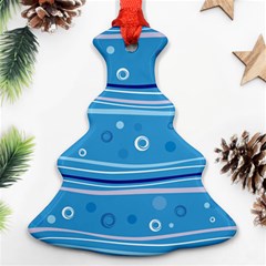 Blue Circle Line Waves Christmas Tree Ornament (two Sides) by Mariart